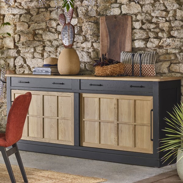 Enfilade 2 portes 2 tiroirs anthracite